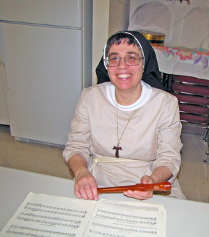 photo of sister michelle playing the recorder