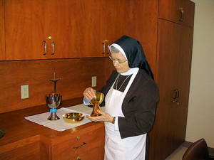 photo of sister lucy cleaning